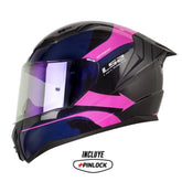 Casco Ls2 Ff810 Vision Azul Fucsia Visor Iridium Morado